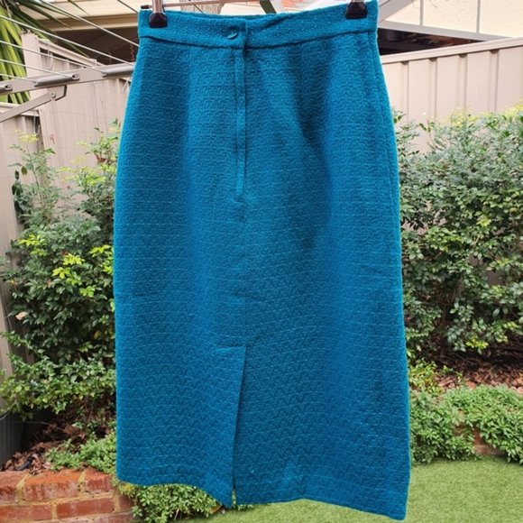 Vintage Dolina Petites Teal Skirt - Picture 4 of 15